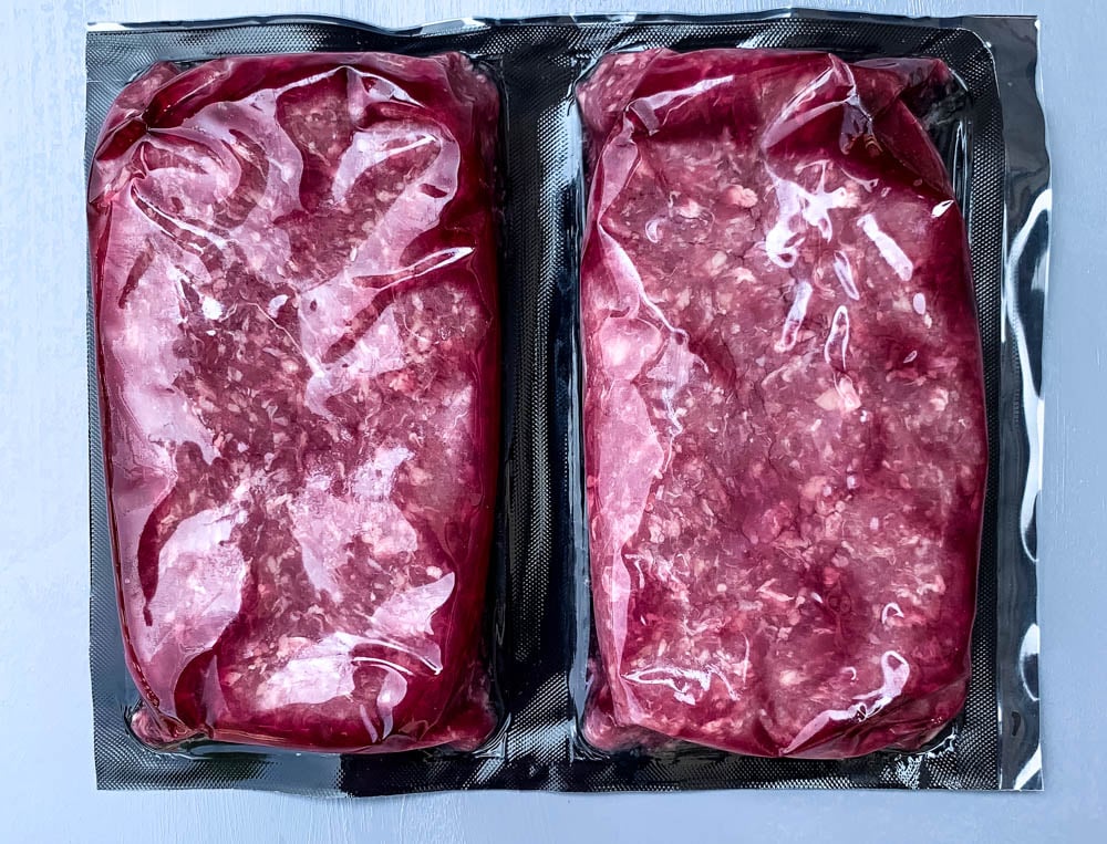 raw ground beef in a package