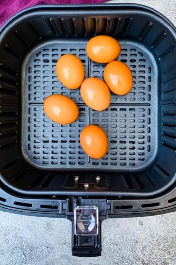 cage free brown eggs in an air fryer