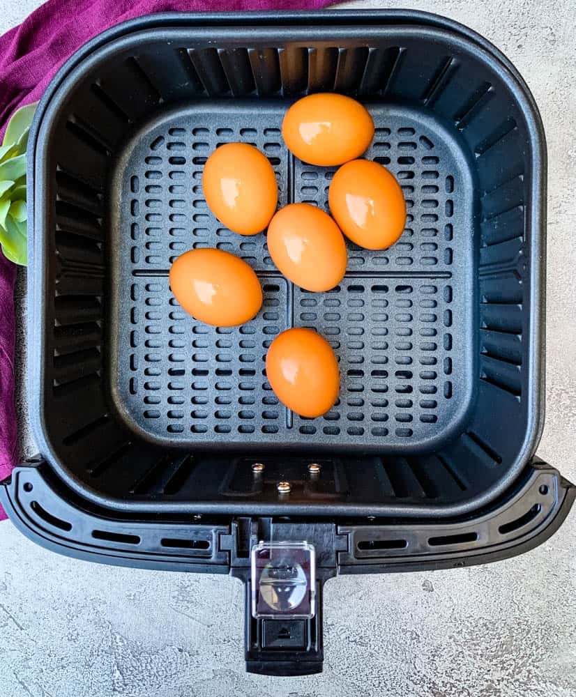 cage free brown eggs in an air fryer