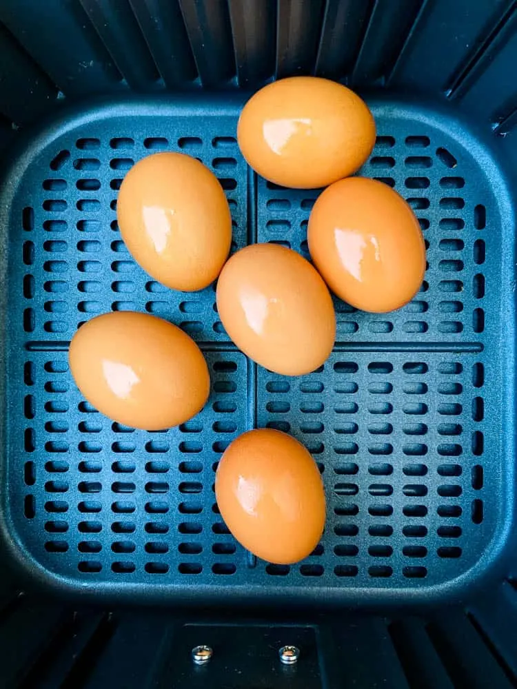 cage free brown eggs in an air fryer