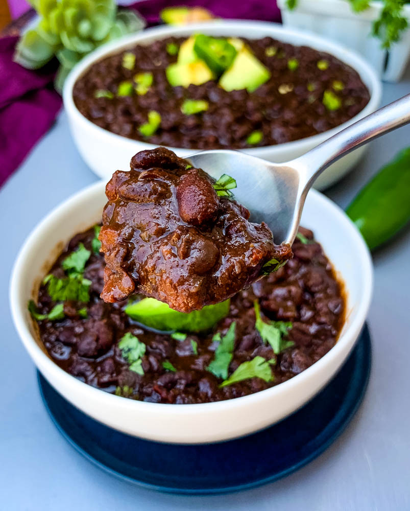 a spoonful of instant pot black bean soup