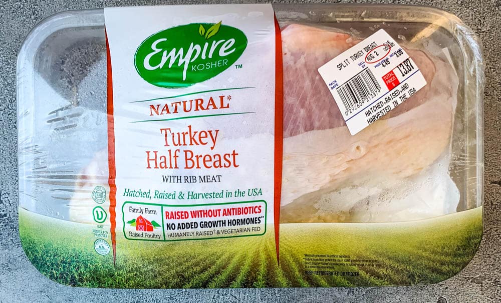 raw natural turkey breast in a package