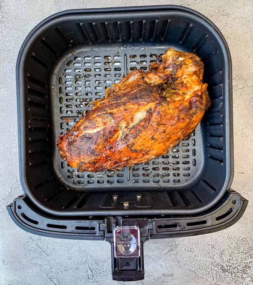 cooked roasted turkey breast in an air fryer