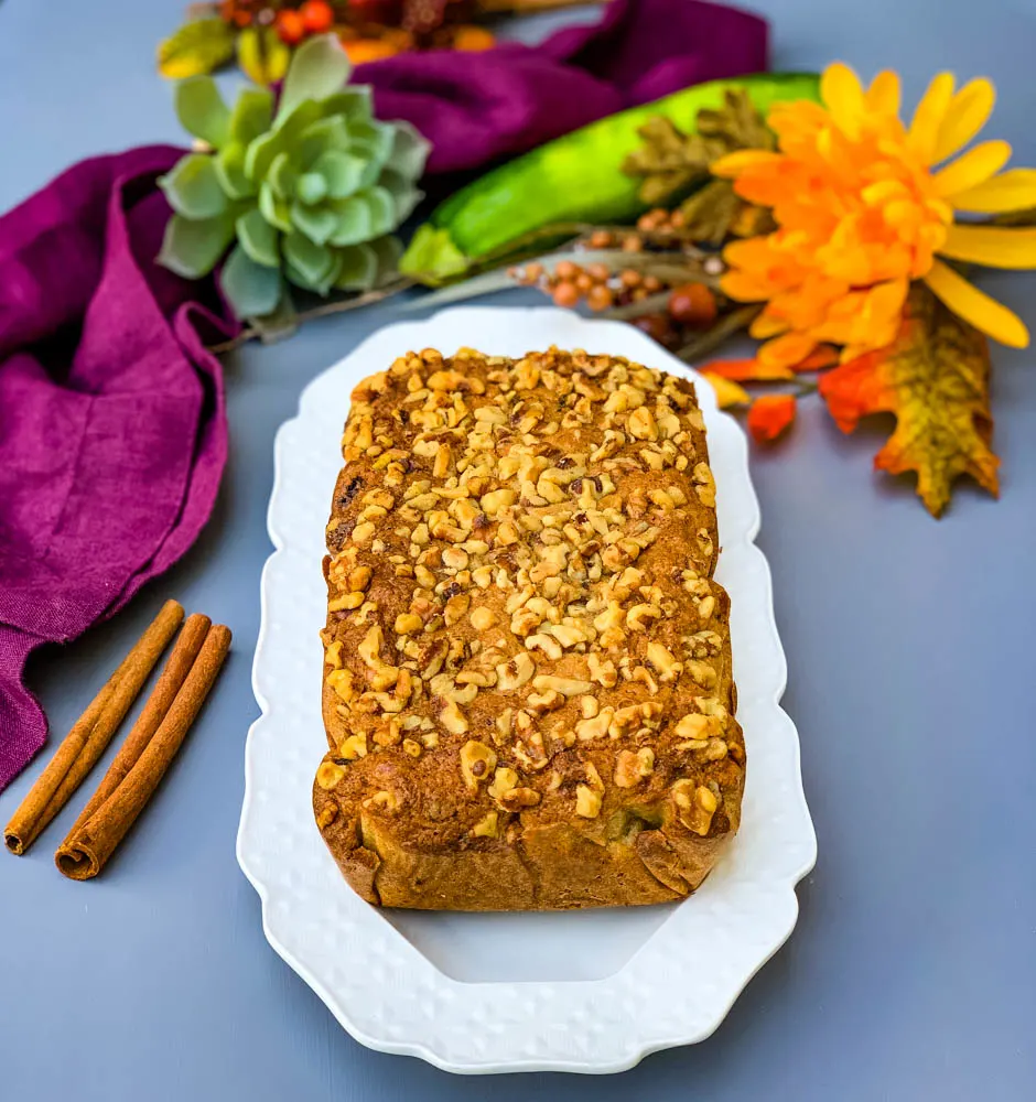 keto zucchini bread on a white plate