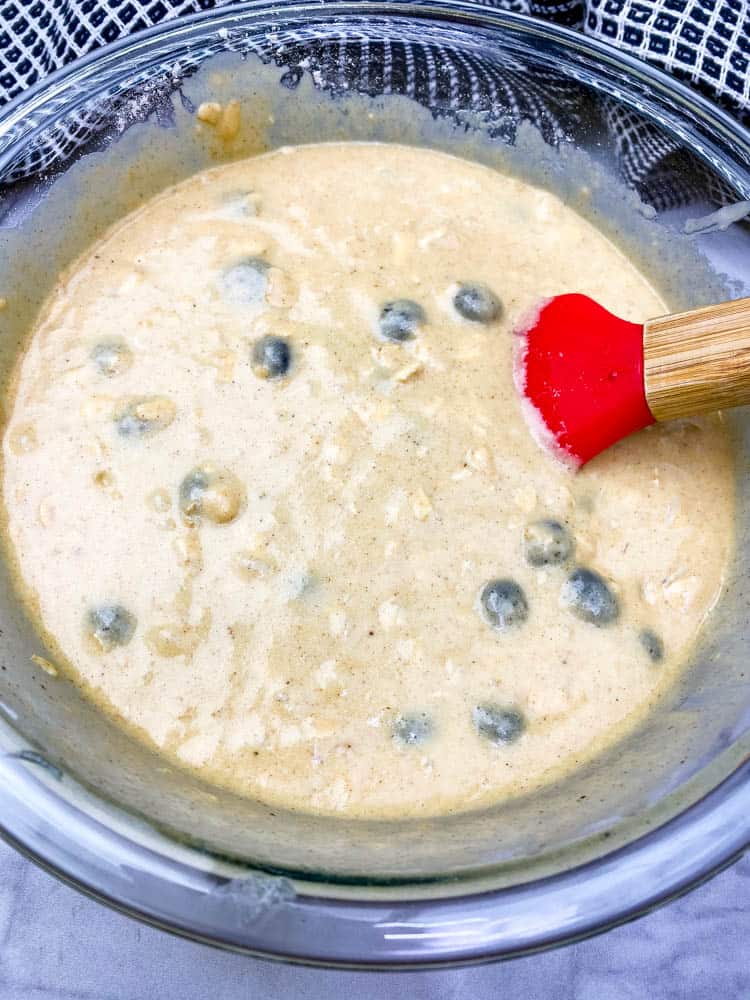 batter for air fryer muffins in a glass bowl