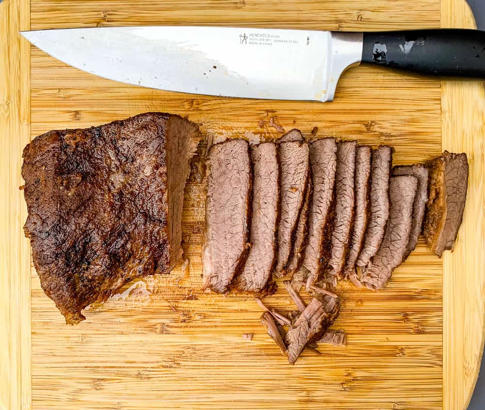 Instant Pot Brisket sliced on a cutting board