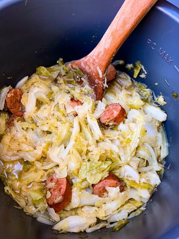 instant pot cabbage and sausage in an Instant Pot