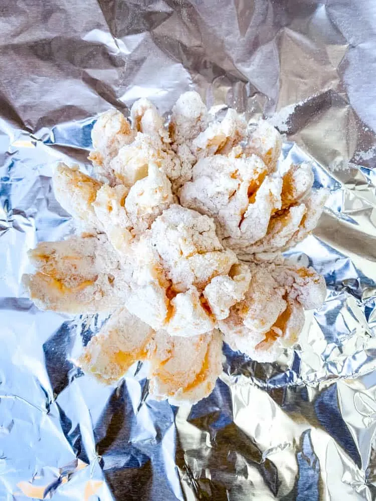 air fryer blooming onion wrapped in foil