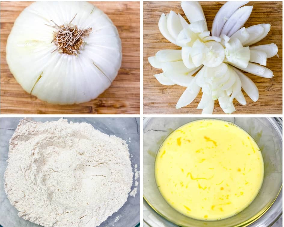 sliced vidalia onion and breading for air fryer blooming onion