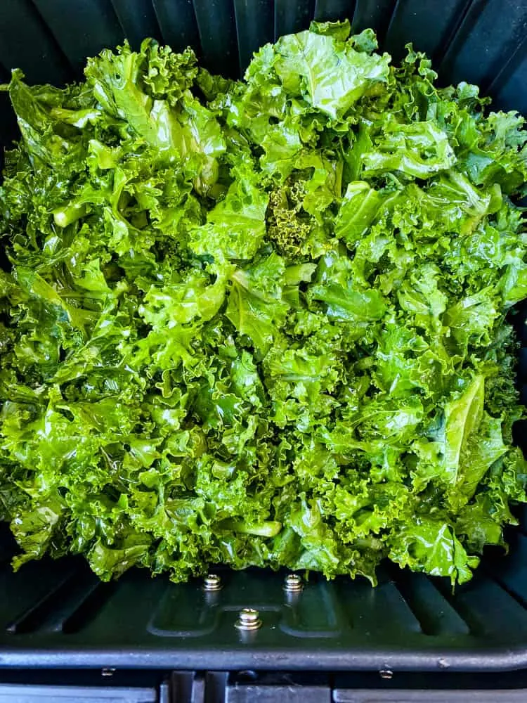 raw kale for kale chips in air fryer