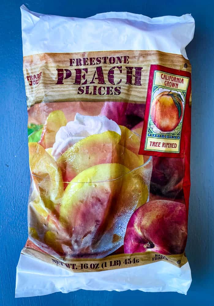 frozen peaches in a bag