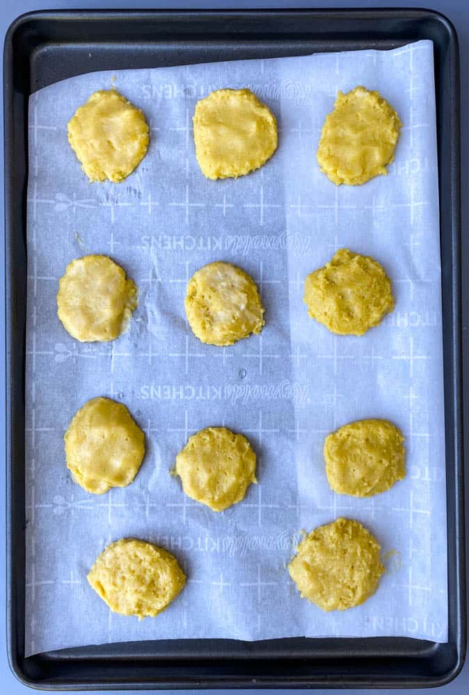 keto low carb biscuit dough on parchment paper