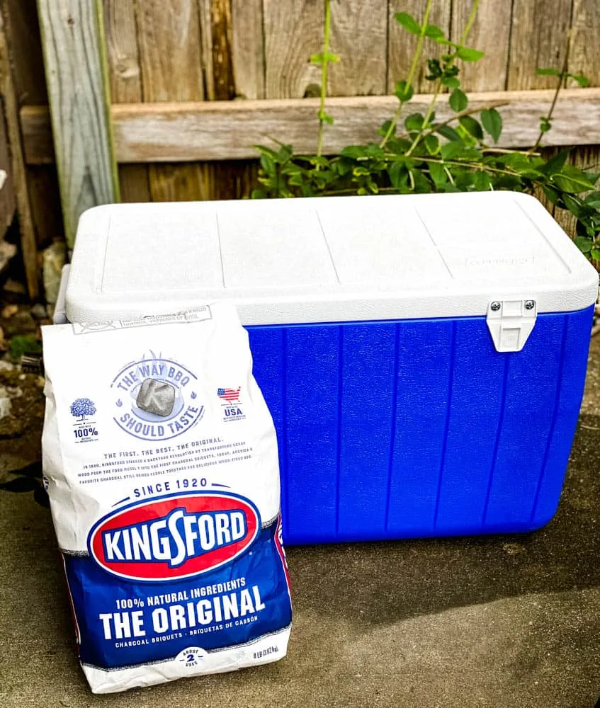 kingsford charcoal in a package with a cooler