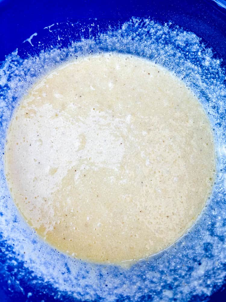 air fryer cornbread batter in a glass bowl