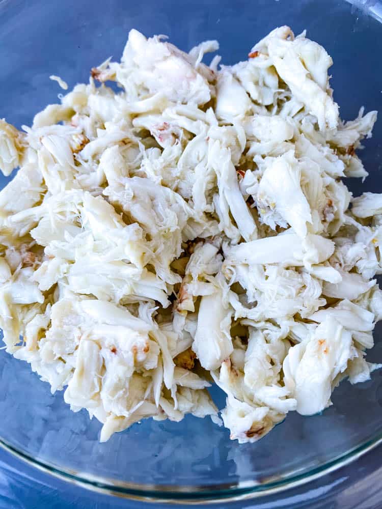 jumbo lump crab in a glass bowl