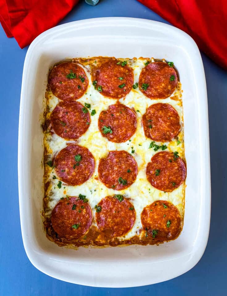 Easy Keto LowCarb Pizza Casserole + {VIDEO}