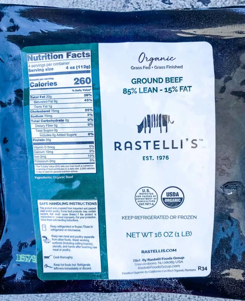 ground beef in packaging for Rastelli meat delivery