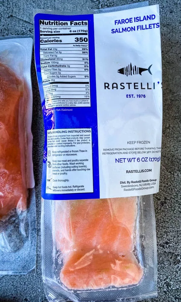 wild caught salmon in packaging for Rastelli meat delivery