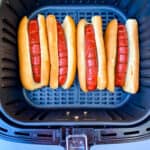 hot dogs in buns in an air fryer