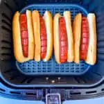 hot dogs in buns in an air fryer