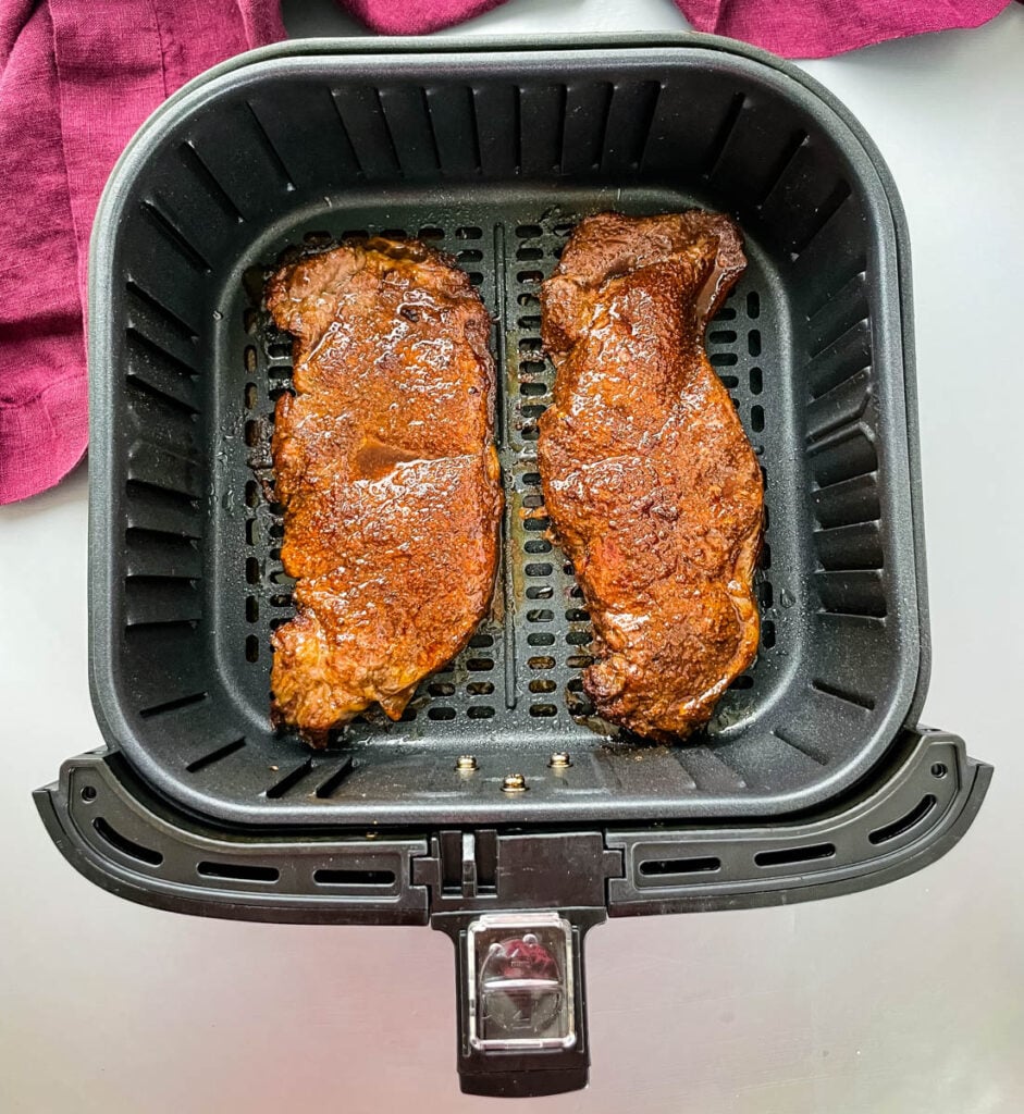 cooked steaks in air fryer