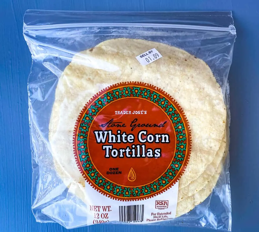 white corn tortilla chips in the packaging