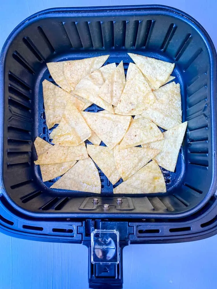 uncooked tortilla chips in air fryer