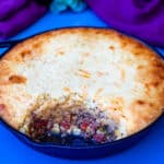 tamale pie recipe in a cast iron skillet