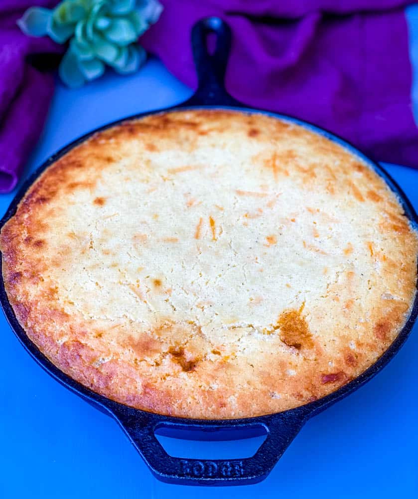 tamale pie recipe in a cast iron skillet