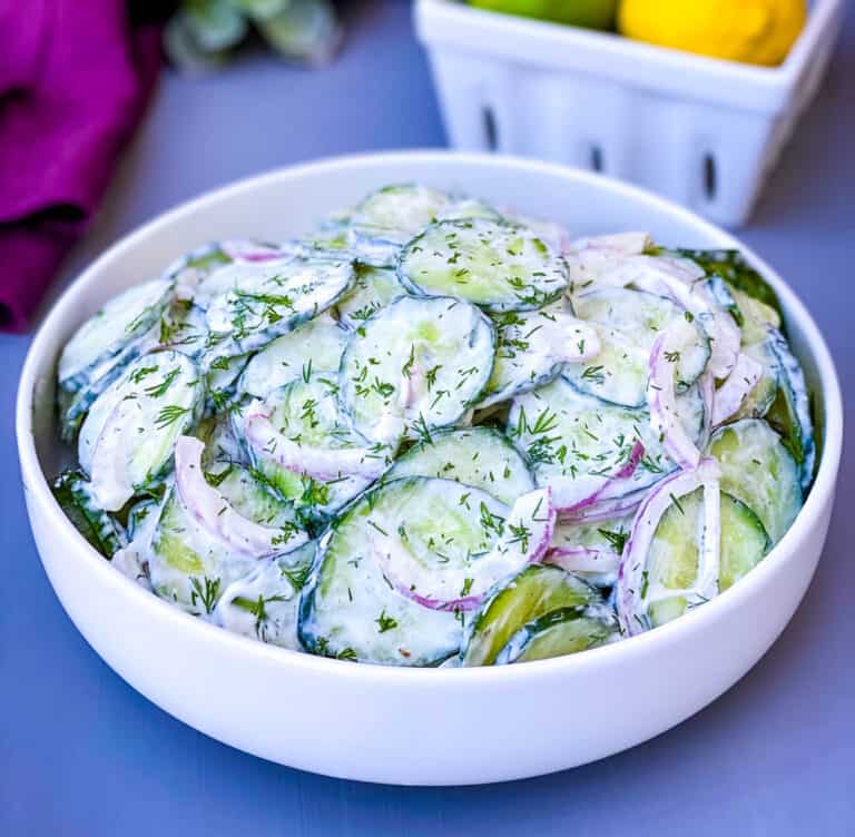 Easy Creamy Cucumber Salad Recipe + VIDEO
