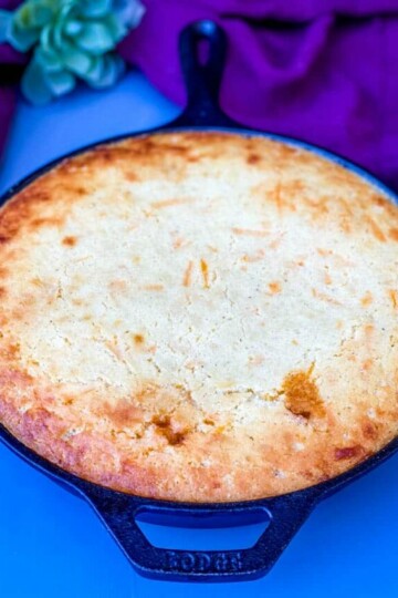tamale pie recipe in a cast iron skillet