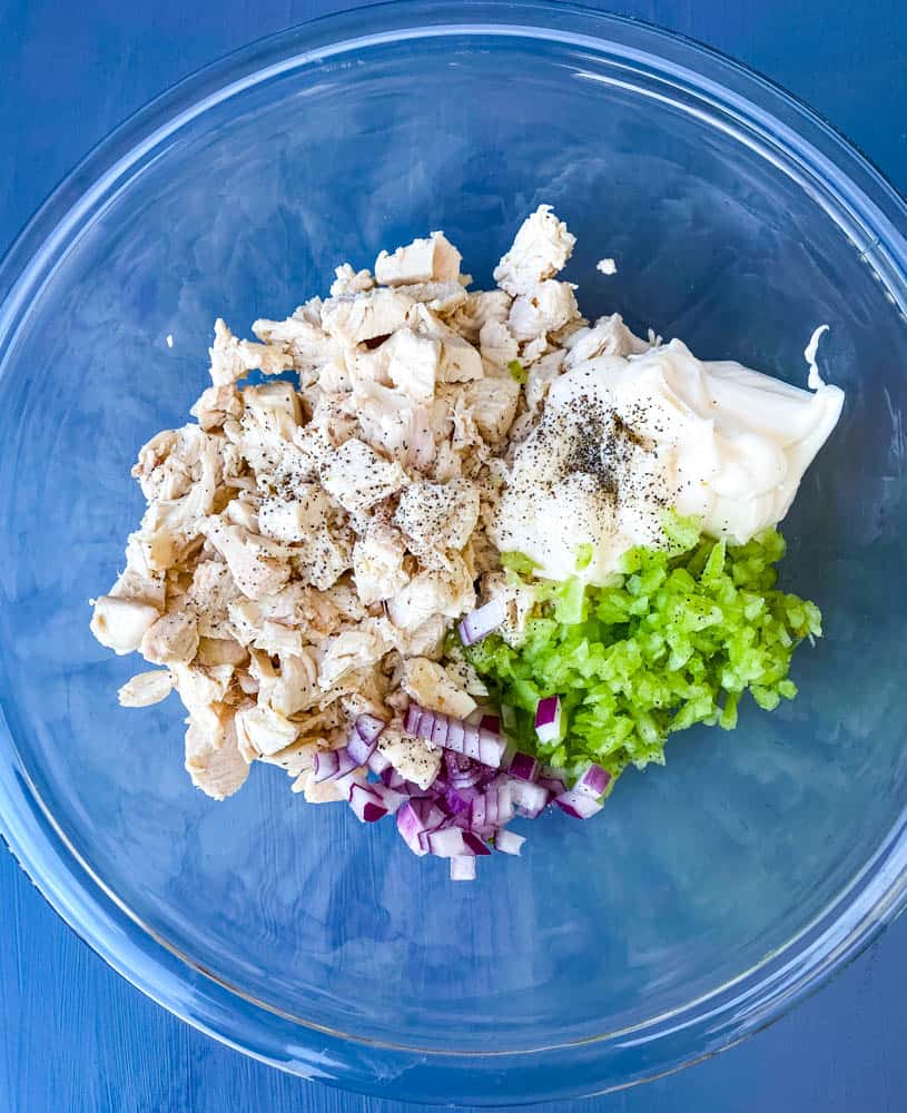 keto chicken salad in a glass bowl