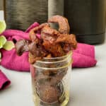 air fryer beef jerky in a glass cup