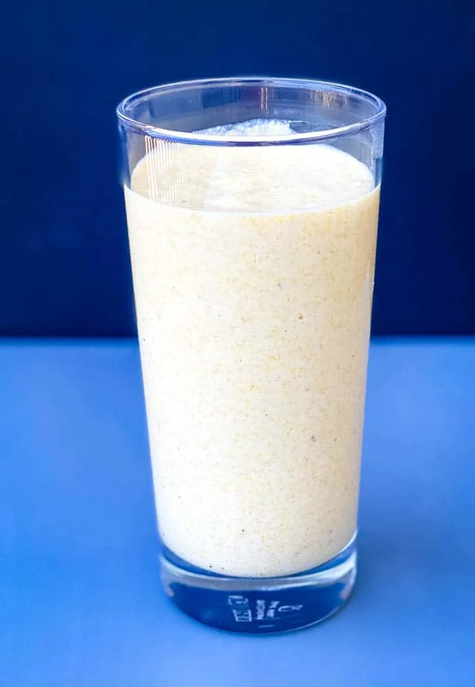 air fryer corn dog batter in a drinking glass