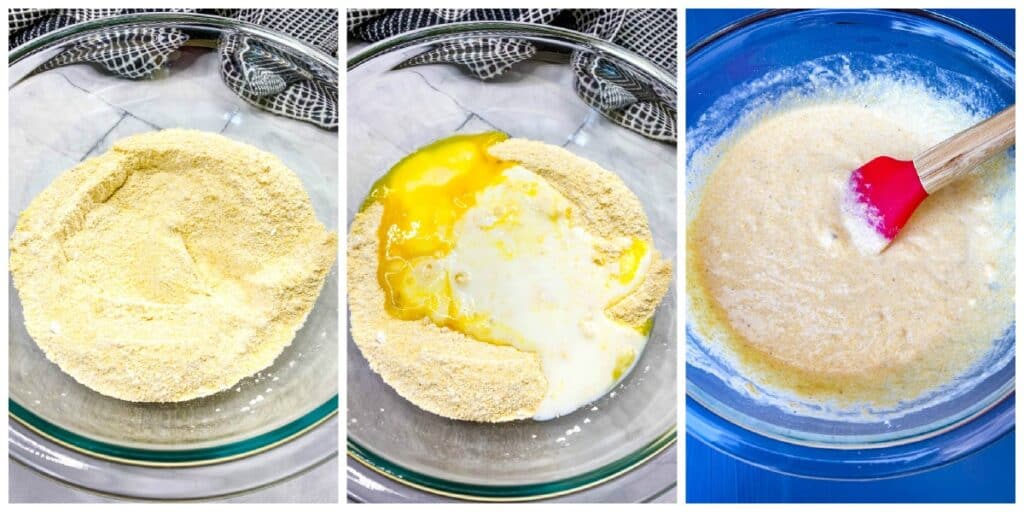 air fryer corn dog batter in a glass bowl