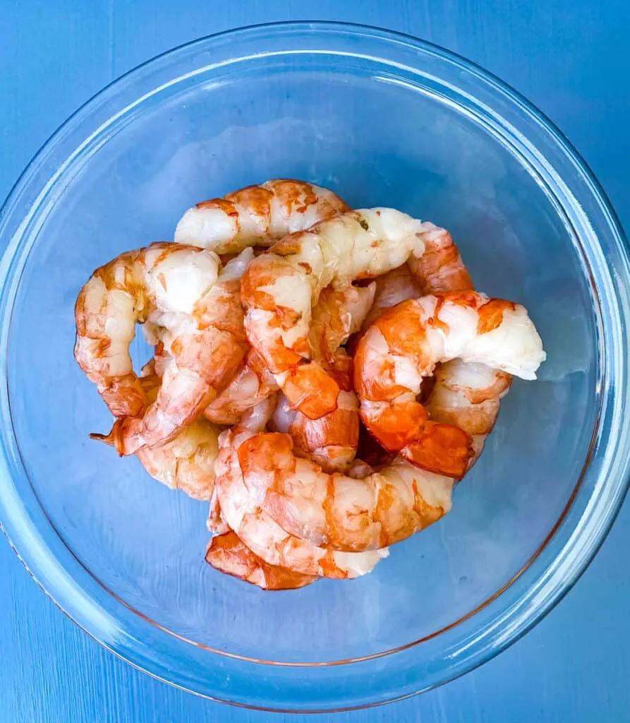 wild caught shrimp in a glass bowl