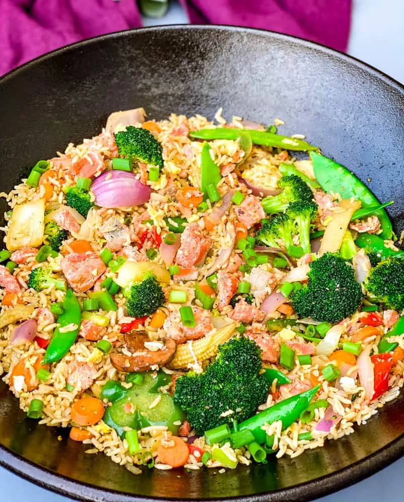 Quick and Easy Salmon Fried Rice Recipe + VIDEO