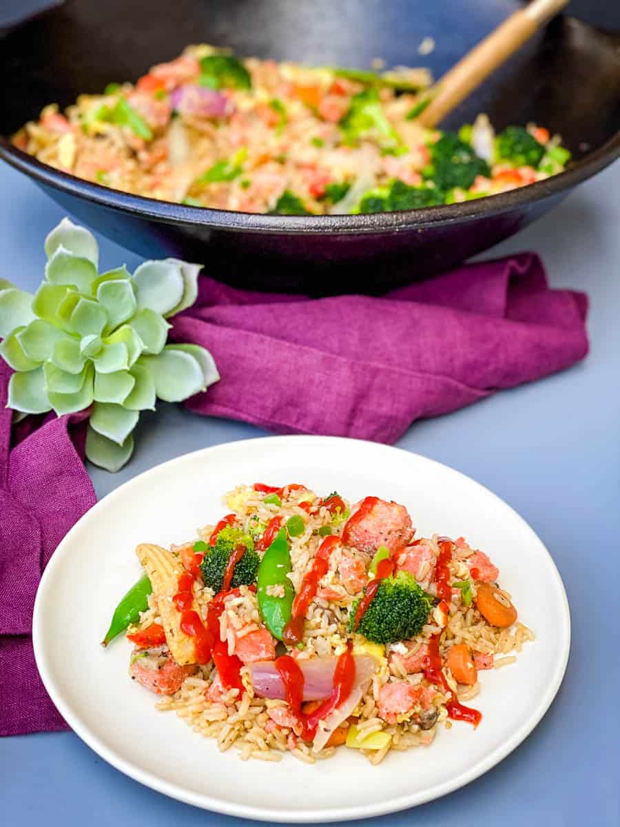Quick and Easy Salmon Fried Rice Recipe + {VIDEO}
