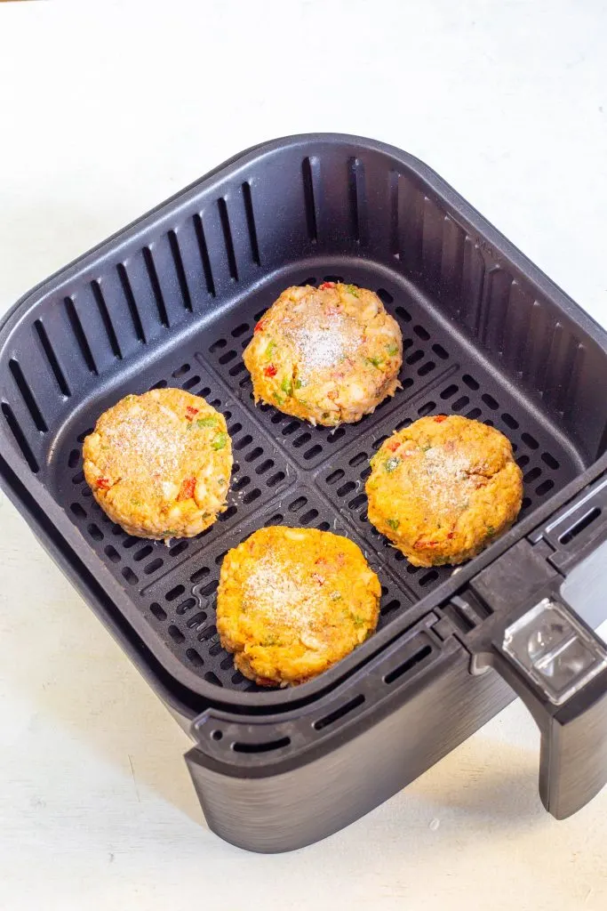 uncooked crab cakes in air fryer