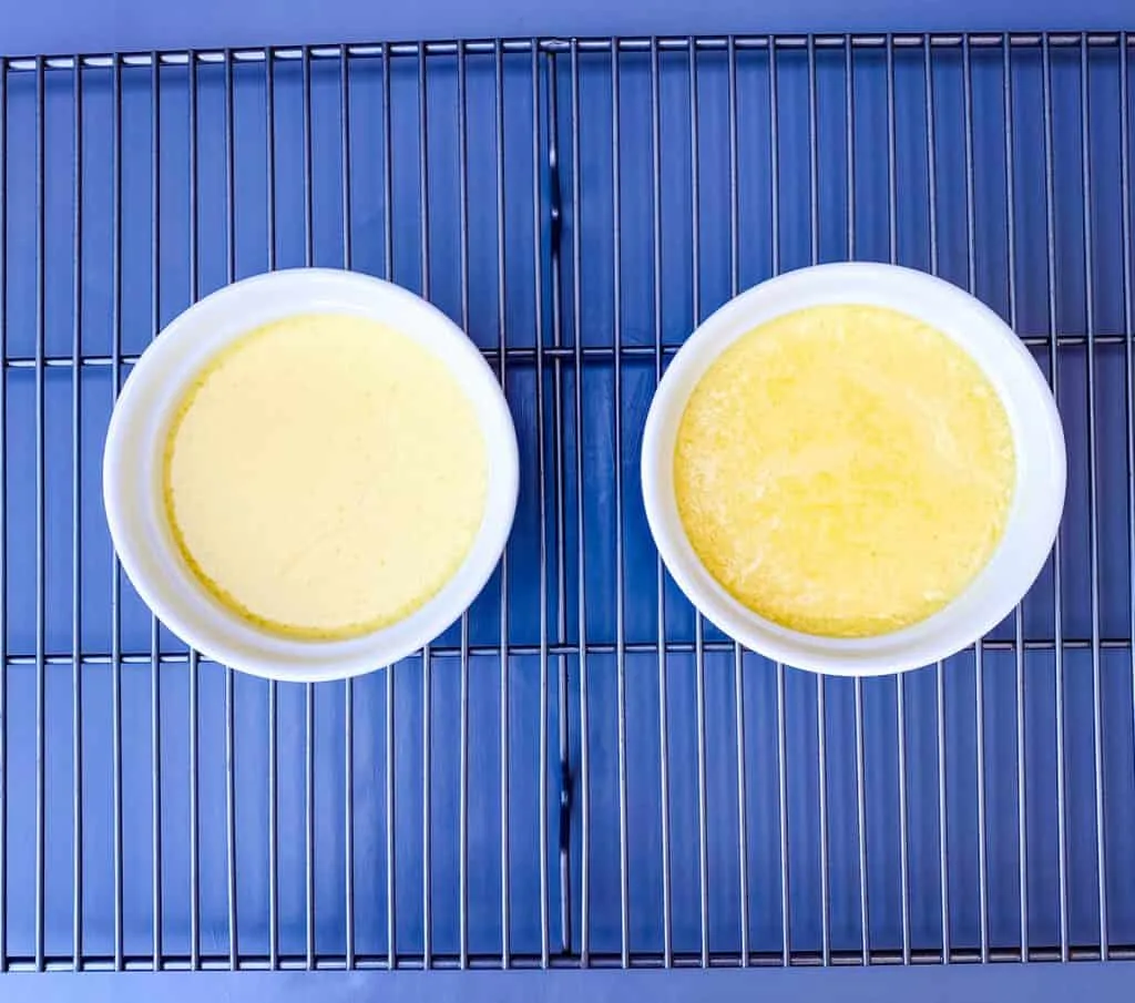 keto low carb Crème brûlée custard mixture on a cooling rack