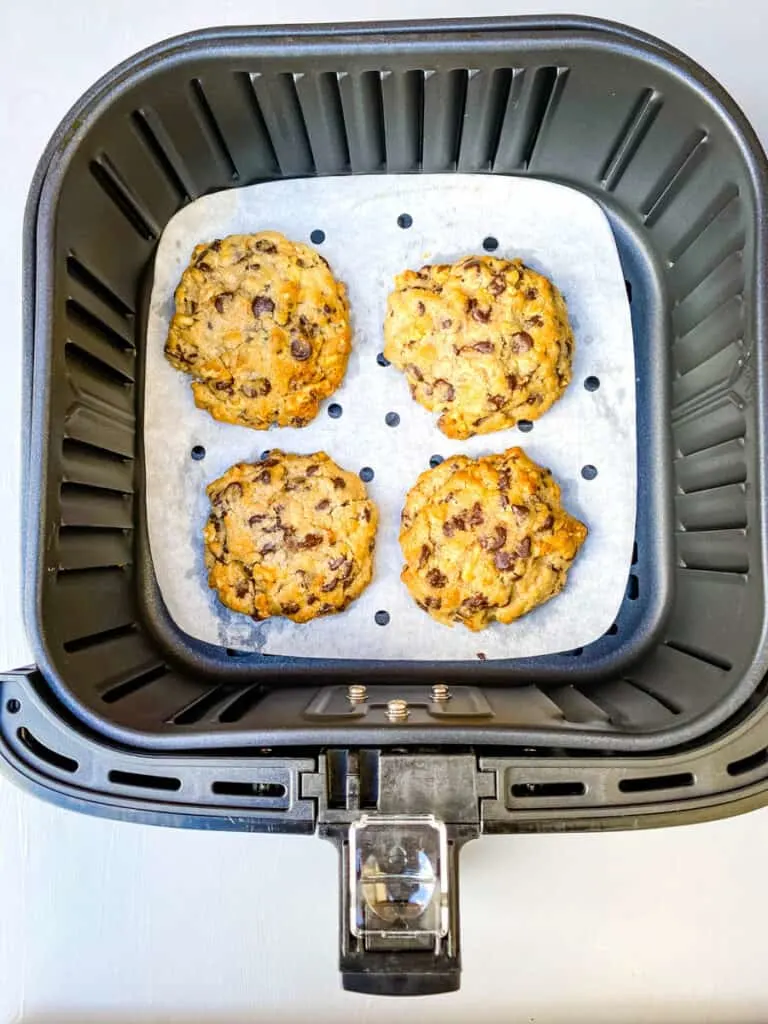 chocolate chip cookies in an air fryer