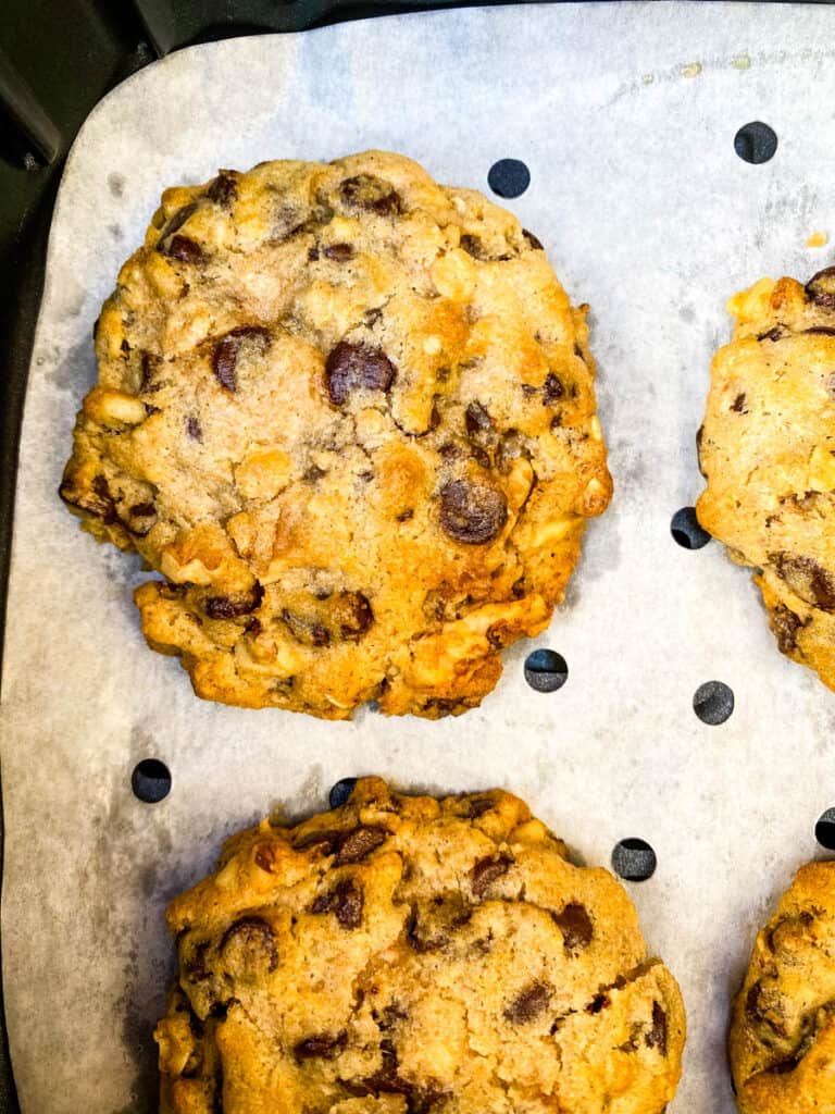 chocolate chip cookies in an air fryer