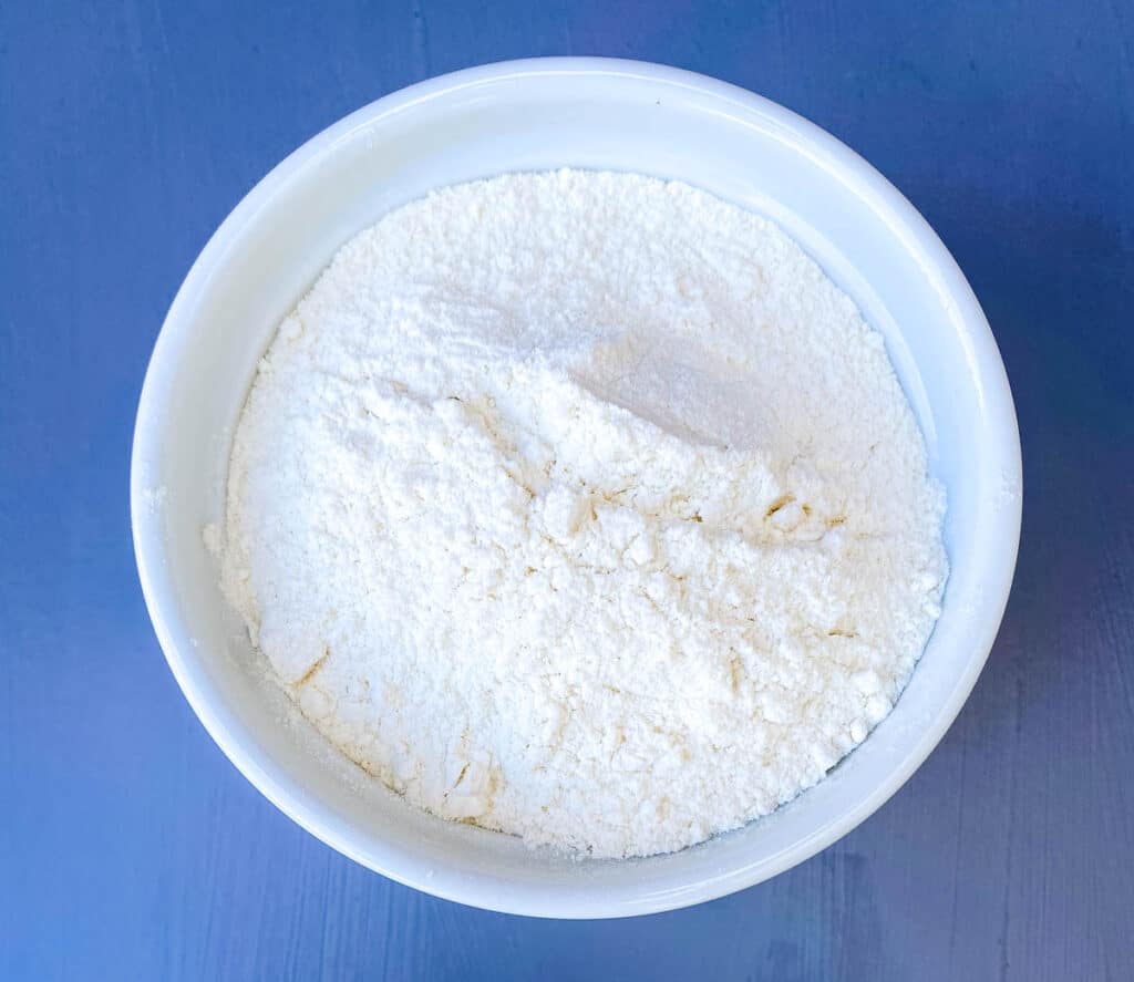 all purpose flour in a white bowl