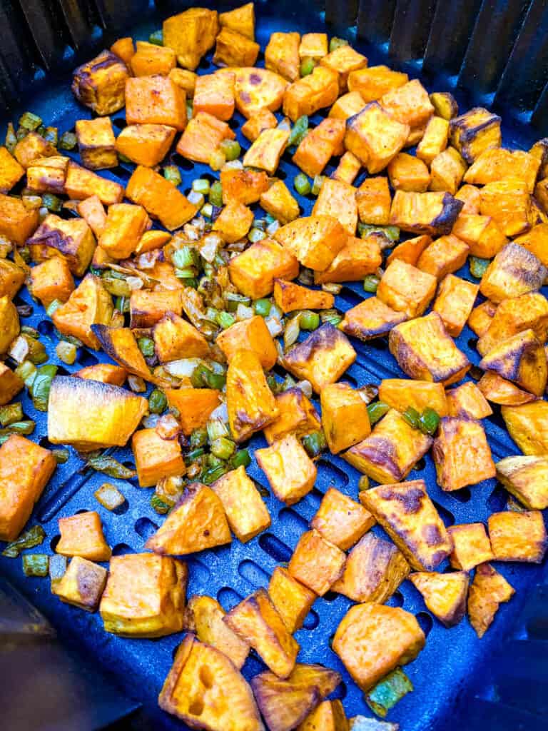 sweet potato hash in an air fryer