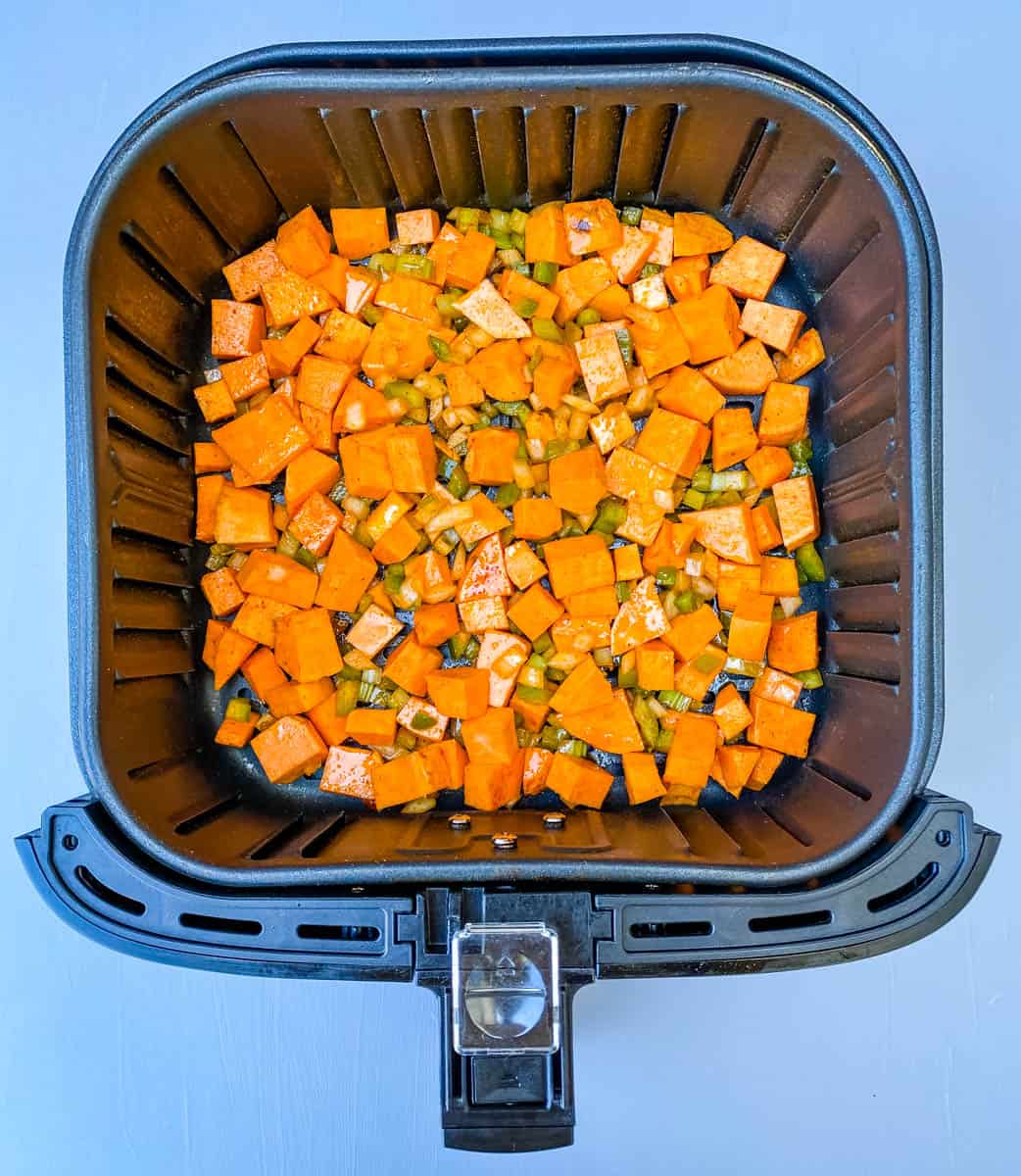 Air Fryer Sweet Potato Hash + {VIDEO}