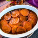 candied sweet potato yams in a baking dish