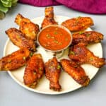 bbq air fryer chicken wings on a plate