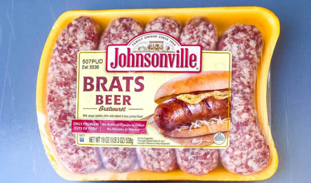 Johnsonville brats in the packaging