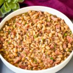 Instant Pot black eyed peas in a white bowl
