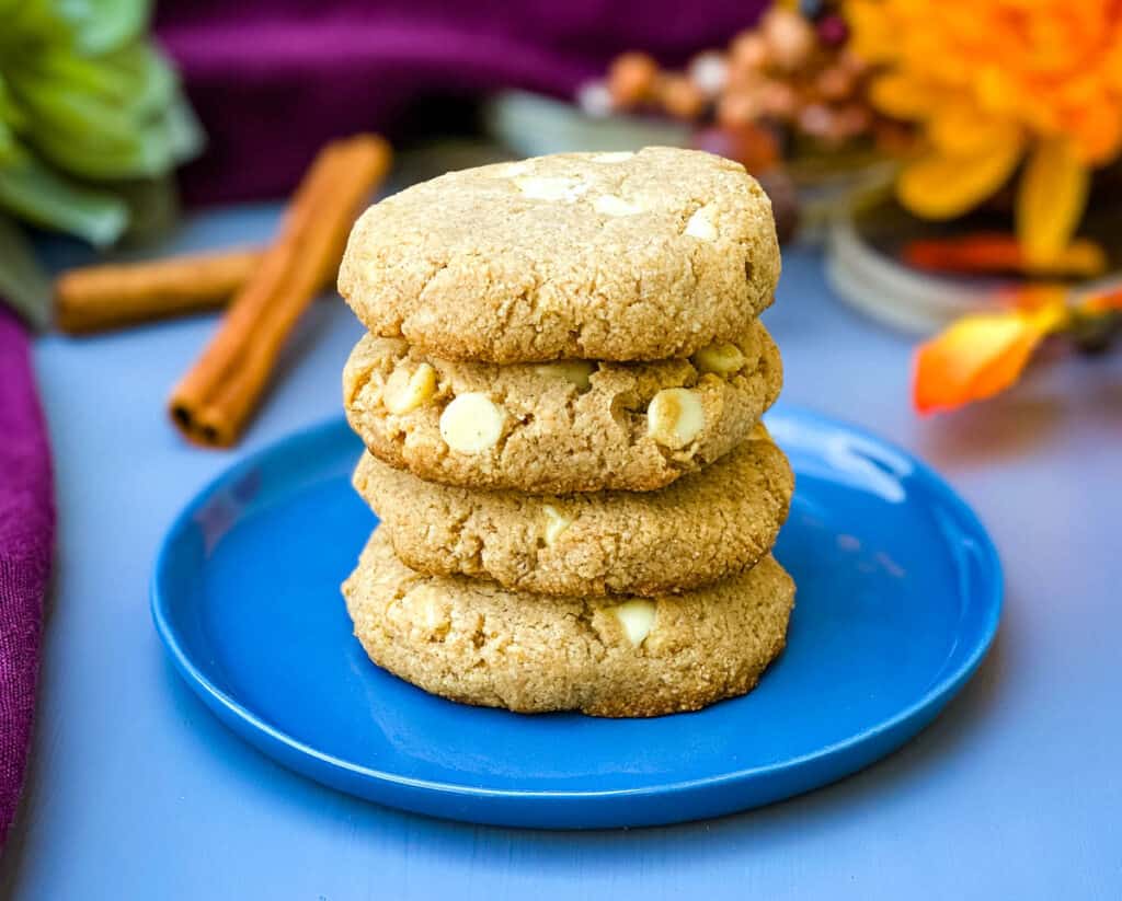 keto low carb ginger snaps on a blue plate